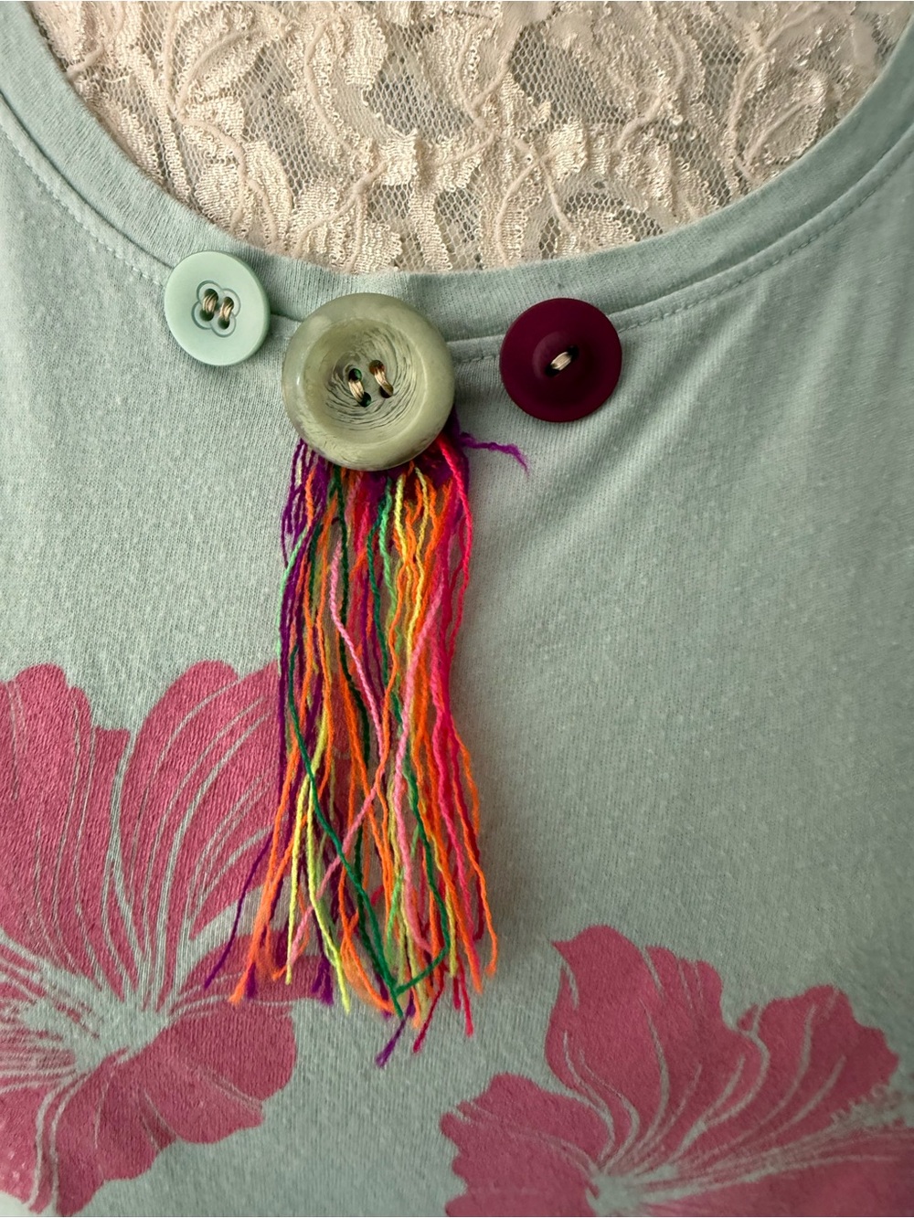Handcrafted Floral and Hibiscus Upcycled Tunic Top Size Large - Picture 4 of 7
